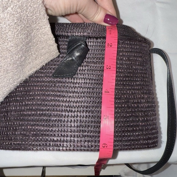 Cesta Collective Raffia Messenger Crossbody Bag Purse Dark Gray Black $395 EUC - Picture 11 of 11